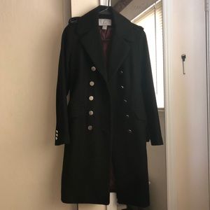 Black Wool Pea Coat Military Style Details
